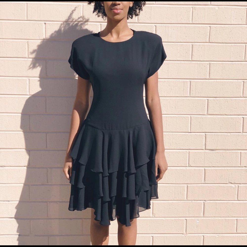 Vintage Black Drop Waist Dress
